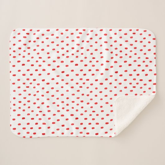 Sherpa Blanket (Small) - Red Dots Pattern Sherpadecke (Vorderseite (Horizontal))