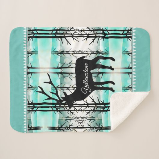 Sherpa Blanket-Yellowstone Hirsch Sherpadecke (Vorderseite (Horizontal))
