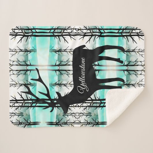 Sherpa Blanket-Yellowstone Hirsch Sherpadecke (Vorderseite (Horizontal))