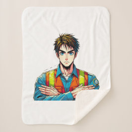 Sherpa-Fleecedecke mit Manga-Sicherheitsfachmann Sherpadecke