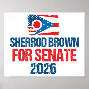 Sherrod Brown für den Senat 2026 Wahl Ohio-Flagge Poster