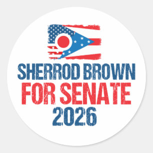 Sherrod Brown für den Senat 2026 Wahl Ohio-Flagge Runder Aufkleber