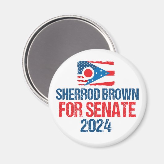 Sherrod Brown für Senat 2024 Wahlkampf Ohio Flag Magnet (Vorderseite/Rückseite)