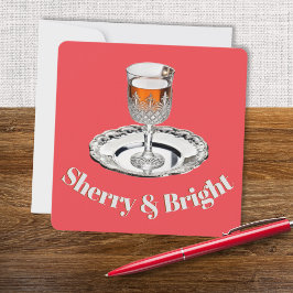 Sherry & Bright Drink Glass Humorvolle Puppe Weihn Feiertagskarte
