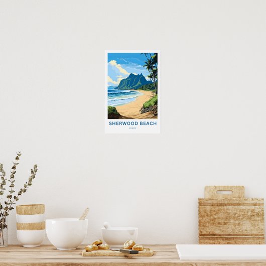 Sherwood Beach Hawaii Travel Print Poster (Küche)