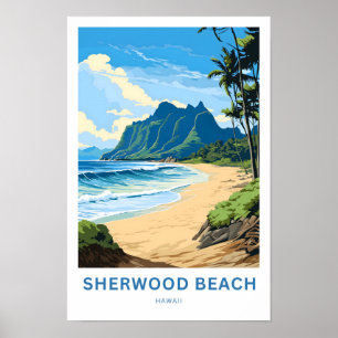 Sherwood Beach Hawaii Travel Print Poster