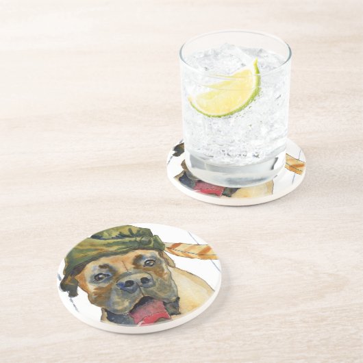 Sherwood Boxer-Hund Sandstein Untersetzer (Seite)