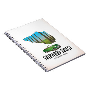 Sherwood Forest Nottinghamshire-Karte Notizblock