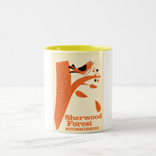 Sherwood Forest, Reiseplakat Nottinghamshire Zweifarbige Tasse (Mittel)