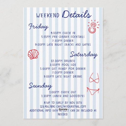 She's A Catch 3 Day Itinerary Bachelorette Party Einladung (Rückseite)