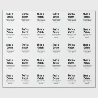 She's a catch bachelorette party name date simple  geschenkpapier