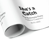 She's a catch bachelorette party name date simple  geschenkpapier (Rolleneckpunkt)