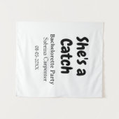 She's a catch bachelorette party name date simple  wandteppich (Vorderseite (Horizontal))