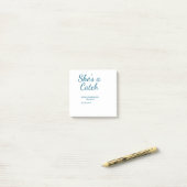 She's a catch bachelorette weekend name blue date post-it klebezettel (Auf Schreibtisch)