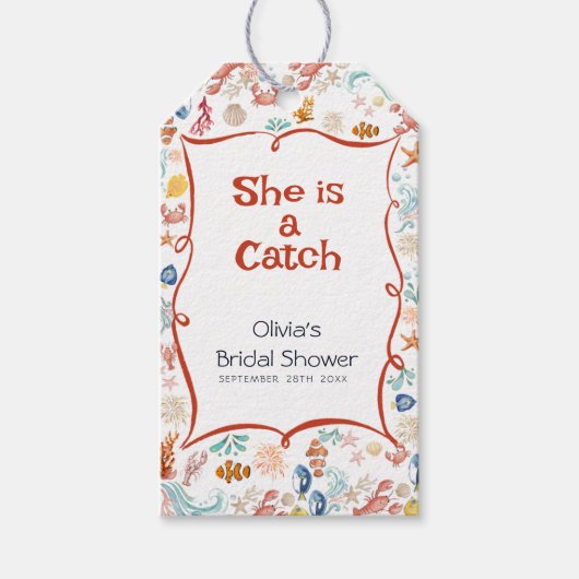 She's a Catch Bridal Shower Thank You Favor Geschenkanhänger (Vorderseite)