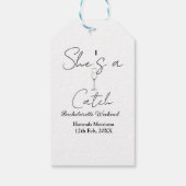 She's a catch champagne bottle bachelorette weeken geschenkanhänger (Rückseite)