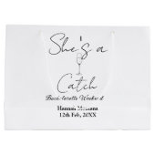 She's a catch champagne bottle bachelorette weeken große geschenktüte (Rückseite)