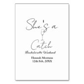 She's a catch champagne bottle bachelorette weeken tischnummer (Rückseite)