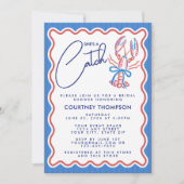 She's A Catch Coastal Lobster Bridal Shower Einladung (Vorderseite)