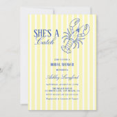 She's A Catch Lobster Coastal Bridal Shower Einladung (Vorderseite)