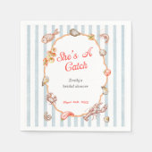 She's A Catch Lobster Coastal Bridal Shower Serviette (Vorderseite)