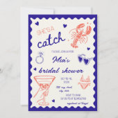 She's a catch Lobster Hand Drawn Bridal Shower Einladung (Vorderseite)