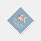 She's A Lucky Catch Koi Fish Blue Bachelorette Serviette (Ecke)