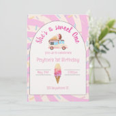 She's a sweet one! first birthday invitation einladung (Stehend Vorderseite)