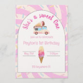 She's a sweet one! first birthday invitation einladung (Vorderseite)