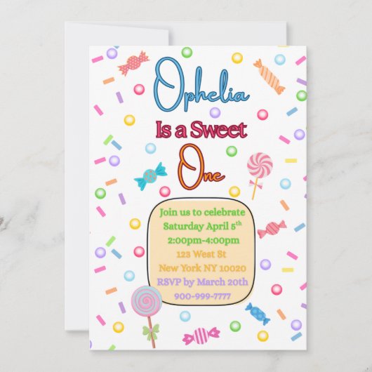 She's a Sweet One First Birthday Party Invitation Dankeskarte (Vorderseite)