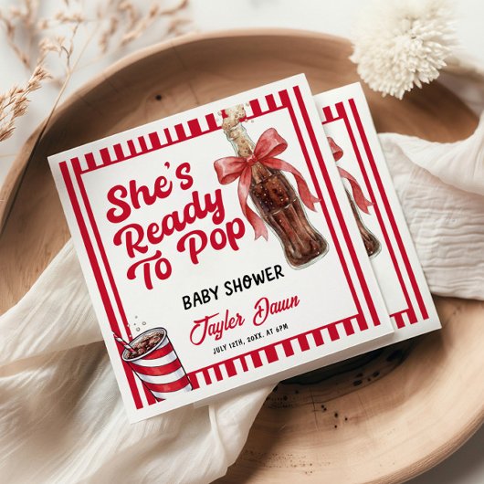 She's about to pop Baby Shower Serviette