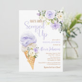 She's Been Scooped Up Bridal Shower (Purple) Einladung (Stehend Vorderseite)