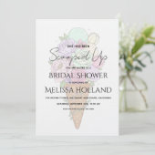 She's Been Scooped Up Ice Cream Bridal Shower Einladung (Stehend Vorderseite)