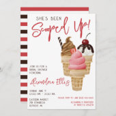 She's Been Scooped Up! Ice Cream Bridal Shower Einladung (Vorne/Hinten)