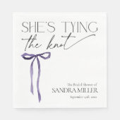 Shes bindet das Brautparty des Knotens Puple Bow Serviette (Vorderseite)