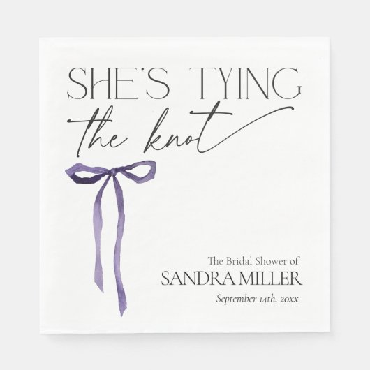 Shes bindet das Brautparty des Knotens Puple Bow Serviette (Vorderseite)