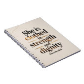 She's clothed in strength. Bible verse notebook  Notizblock (Rechte Seite)