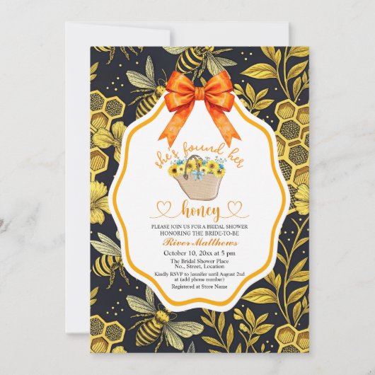 Shes fand ihr Honey QR Code Brautparty Einladung (Vorderseite)
