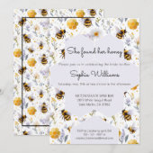 She's Found Her Honey Bees Floral Bridal Shower Einladung (Vorne/Hinten)