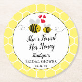 She's Found Her Honey Modern Bee Bridal Shower Runder Pappuntersetzer (Vorderseite)