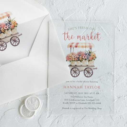 She's Fresh Off The Market Bridal Shower Acryleinladungen