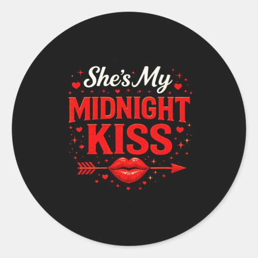 She's My Midnight Kiss – Romantic Love For Matchin Runder Aufkleber (Vorderseite)