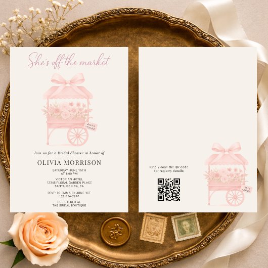 She's Off the Market Flower QR Code Bridal Shower Einladung