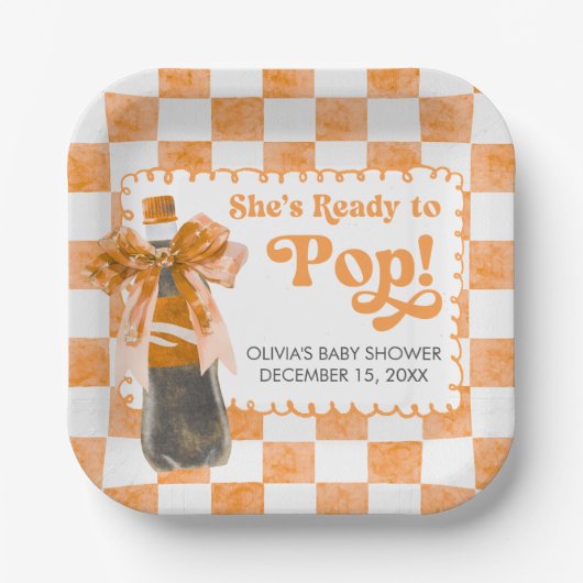 She's Ready to Pop Baby Shower Pappteller (Vorderseite)