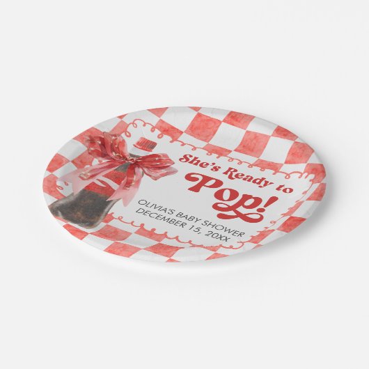 She's Ready to Pop Baby Shower Pappteller (Schrägansicht)
