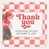 She's Ready to Pop Baby Shower Quadratischer Aufkleber (Vorderseite)