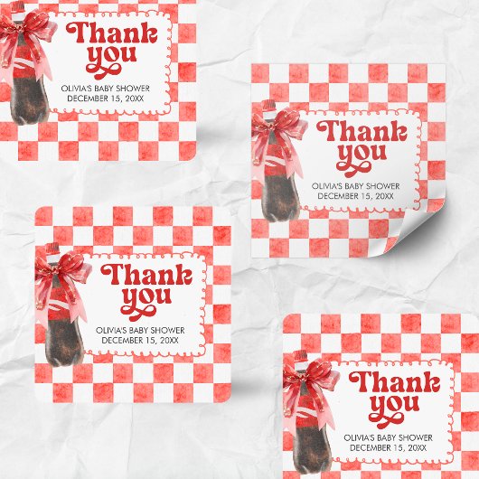 She's Ready to Pop Baby Shower Quadratischer Aufkleber