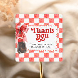 She's Ready to Pop Baby Shower Quadratischer Aufkleber