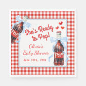 She's Ready to Pop Baby Shower | Red Gingham Serviette (Vorderseite)
