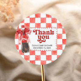 She's Ready to Pop Baby Shower Runder Aufkleber